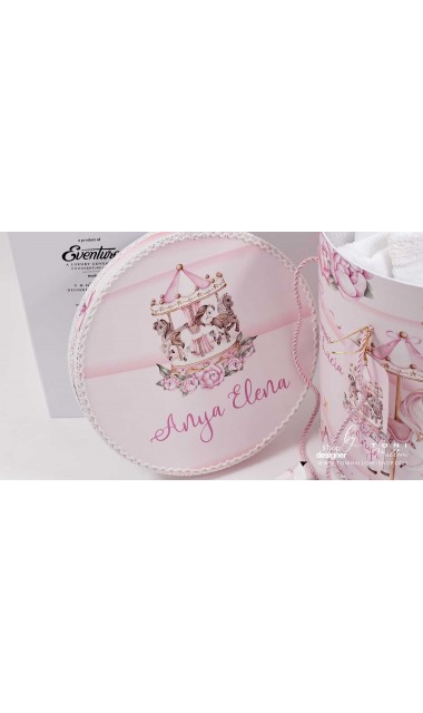 Trusou botez fetita tematic si personalizat cu ponei Pink Carousel 14